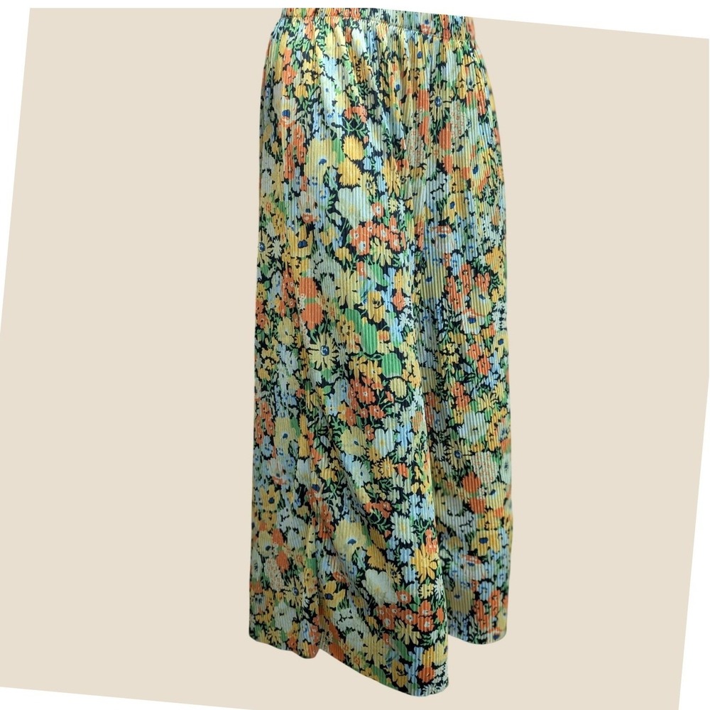 ASOS Floral Culotte Plisse Wide Leg Pants Multicolor Pleated Trousers US 10 New